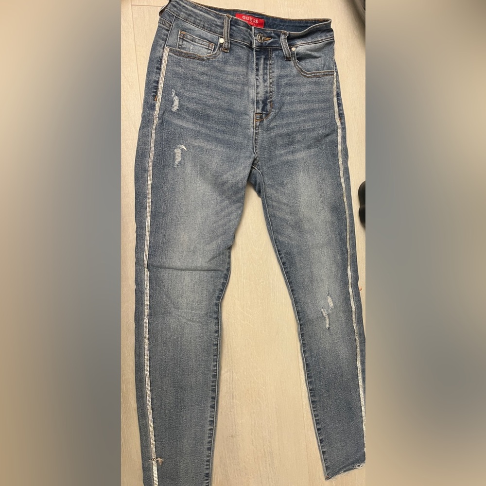 Guess skinny jeans with bling on the sides